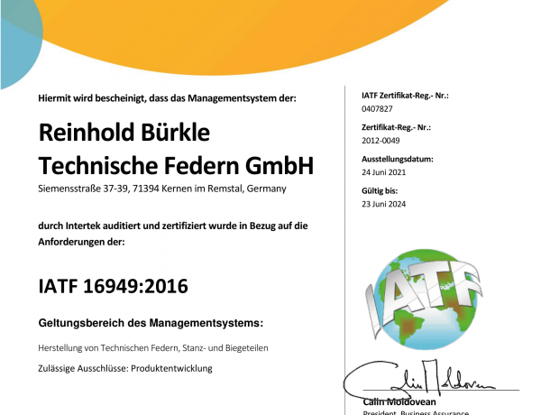 IATF 16949 Zertifizierung